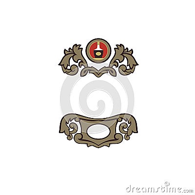 Vintage ornament and decorative divider for greeting card / packaging. Illustration. Patternfor easy editing. Stock Photo