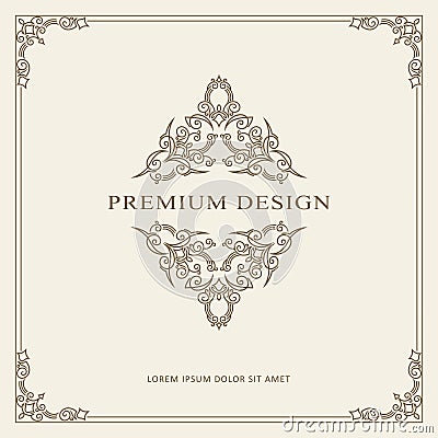 Vintage Ornament Greeting Card Vector Template. Retro Luxury Invitation, Royal Certificate. Flourishes frame. Vector Background Vector Illustration