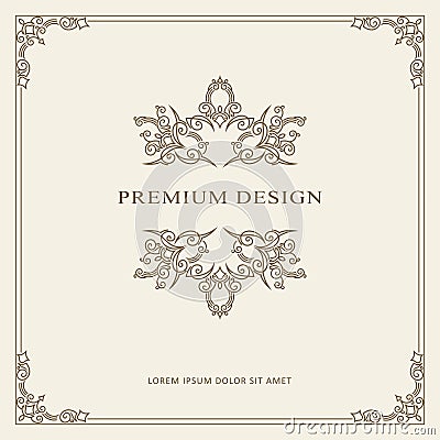 Vintage Ornament Greeting Card Vector Template. Retro Luxury Invitation, Royal Certificate. Flourishes frame. Vector Background Vector Illustration