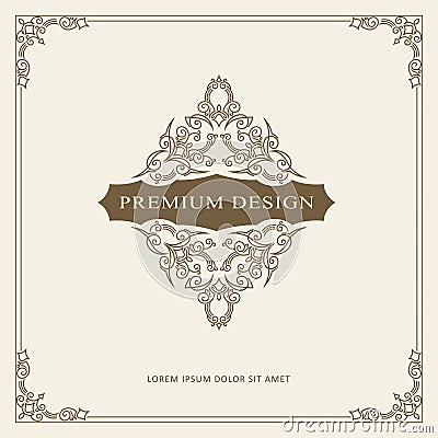 Vintage Ornament Greeting Card Vector Template. Retro Luxury Invitation, Royal Certificate. Flourishes frame. Vector Background Vector Illustration