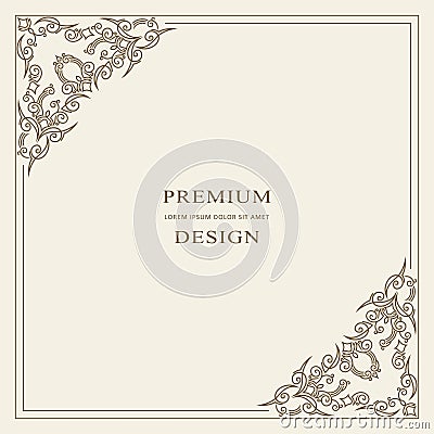Vintage Ornament Greeting Card Vector Template. Retro Luxury Invitation, Royal Certificate. Flourishes frame. Vector Background Vector Illustration