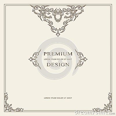 Vintage Ornament Greeting Card Vector Template. Retro Luxury Invitation, Royal Certificate. Flourishes frame. Vector Background Vector Illustration