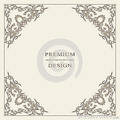 Vintage Ornament Greeting Card Vector Template. Retro Luxury Invitation, Royal Certificate. Flourishes frame. Vector Background Vector Illustration