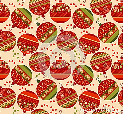 Vintage ornament patchwork xmas bubbles seamless pattern. Vector Illustration