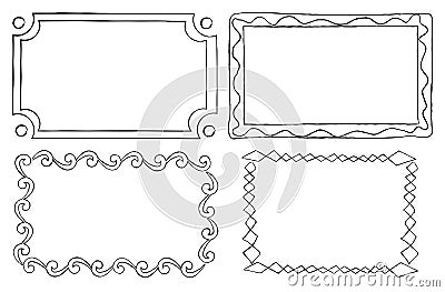 Vintage Ornamental Frames in Linear Graphic Style Vector Illustration