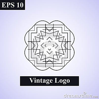 Vintage ornamental islamic emblem. Floral design element. Art deco geometric symbol. Line insignia, logotype Stock Photo