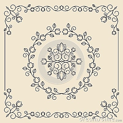 Vintage ornaments and dividers. Design elements set. Ornate floral frames and banners. Vector graphic elements for design. Vector Illustration