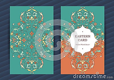 Vintage ornate cards in Eastern style. Vector Illustration