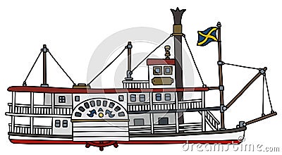 The vintage paddle steamboat Vector Illustration