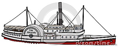 Vintage paddle steamer Vector Illustration