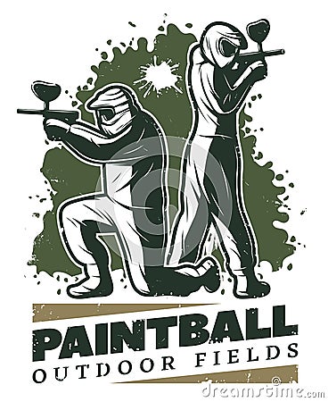 Vintage Paintball Club Template Vector Illustration