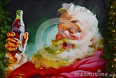 Vintage painting of Santa Claus in International Drive area. Editorial Stock Photo