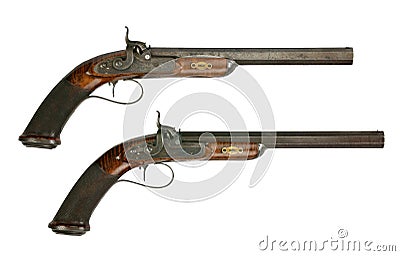 Vintage pair of pistols Stock Photo