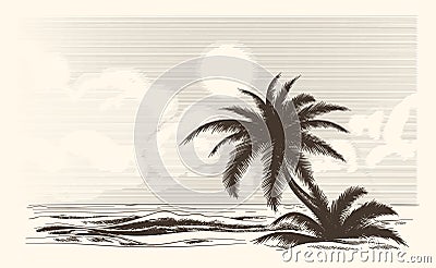 Vintage palm tree sketch Vector Illustration