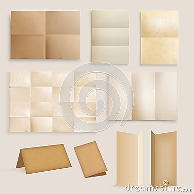 Vintage Paper Realistic Collection Vector Illustration