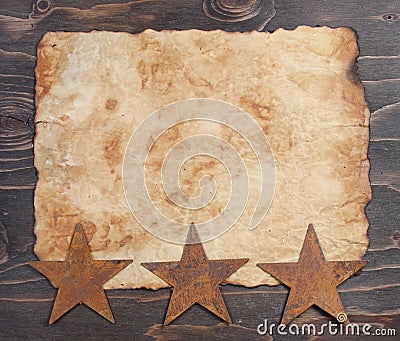 Vintage paper and rusty stars Stock Photo