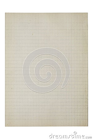 Blank millimeter old graph paper grid sheet Stock Photo