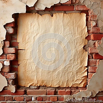 Vintage Parchment in Bricks Stock Photo