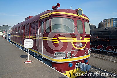 Vintage passenger diesel locomotive TEP-60 on the railroad. Saint Petersburg Editorial Stock Photo