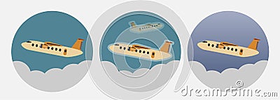 Vintage Passenger turboprop Airplane Icon Vector Illustration