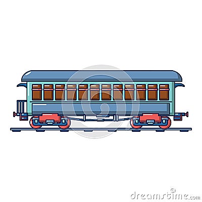 Vintage passenger wagon icon, cartoon style Vector Illustration