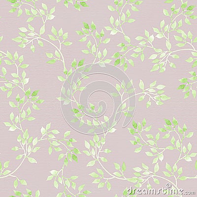 Vintage pastel leaves, flowers. Ditsy muted repeated pattern. Retro watercolor Stock Photo