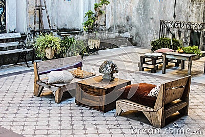 Vintage Patio Outdoor Modern Empty Natural Stock Photo