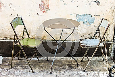 Vintage Patio Outdoor Home Retro Chairs Stock Photo