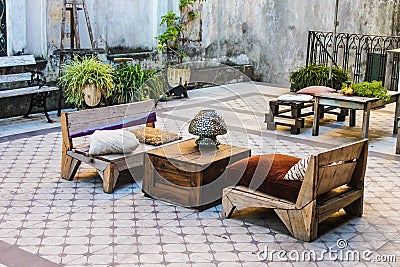 Vintage Patio Outdoor Patios Empty Natural Stock Photo