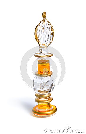 Vintage perfume bottle. Isolated on white background Stock Photo