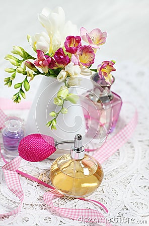 Vintage perfume bottles Stock Photo