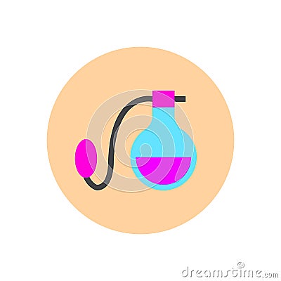 Vintage perfume spray bottle flat icon. Round colorful button, circular vector sign, logo illustration. Vector Illustration