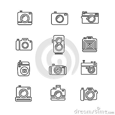 Vintage Photo Camera Icon Line Art. Vector Vector Illustration