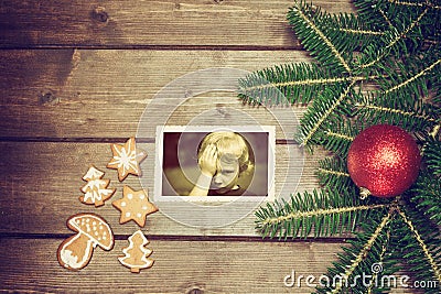 Vintage photo of Christmas symbols Stock Photo