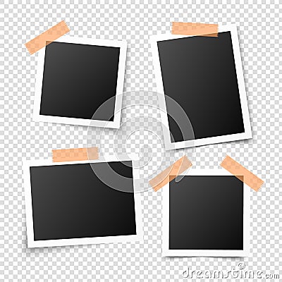 Vintage photo frames. Retro realistic photo set Vector Illustration