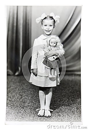 Vintage photo of little girl Stock Photo