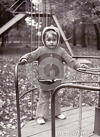 Vintage photo of little girl Stock Photo