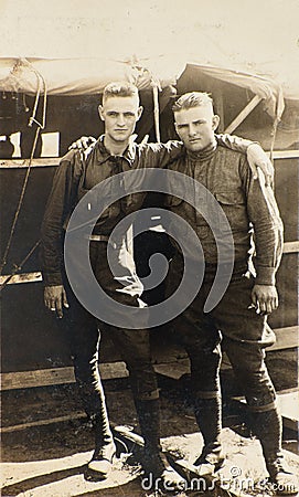 Vintage Photograph WWI Army Soldiers Editorial Stock Photo