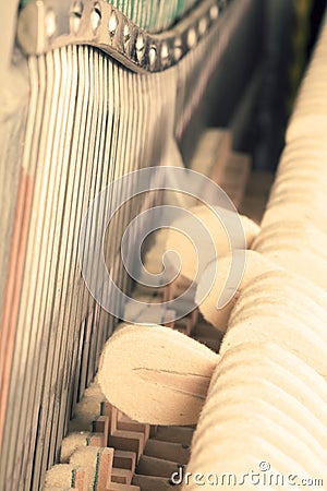 Vintage piano inside Stock Photo