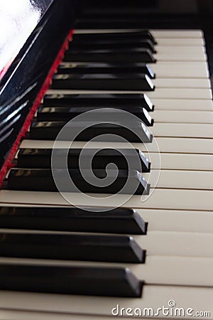 Vintage Piano Keyboard with beautiful perspective Stock Photo