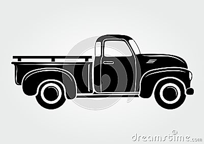 Vintage pickup, truck. Retro transport vehicle Vector Illustration