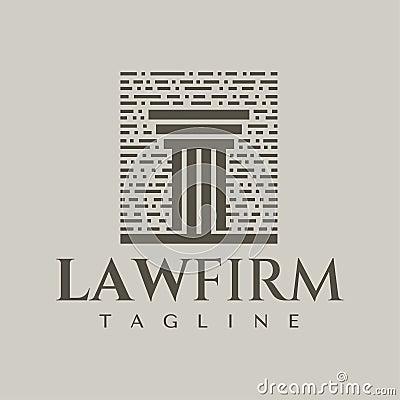 Vintage pillar law logo design template. Retro line law firm logo brand vector. Vector Illustration