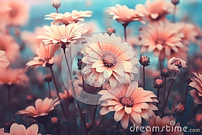 Vintage pink daisy pastel color Generative AI Stock Photo