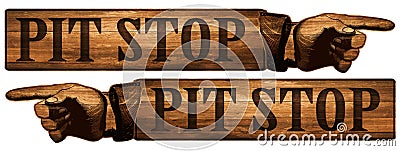 Vintage Pit Stop Sign Pointing Finger Stock Photo