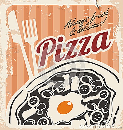 Download Vintage Pizza Poster On Old Paper Texture Royalty Free Stock Image - Image: 31578386