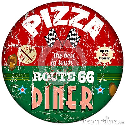 Vintage pizza sign Vector Illustration