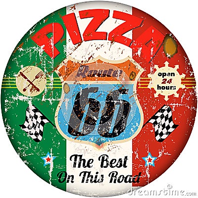 Vintage pizza sign Vector Illustration