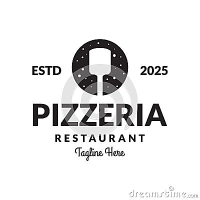 Vintage Pizzeria Spatula Logo design Vector Illustration