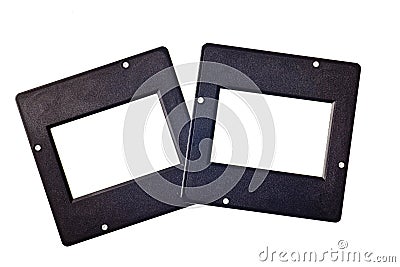 Vintage plastic slides white background Stock Photo