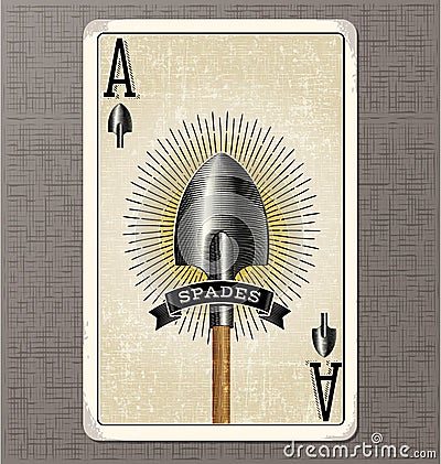Vintage playing card vector illustration of the ace of spades Vector Illustration